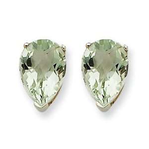   IceCarats Designer Jewelry Gift 14Kw 9X6 Pear Green Amethyst Earring