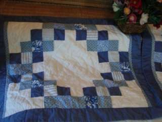 Handmade Blue Gingham White Patchwork Star Quilt 2 Blue Patchwork 