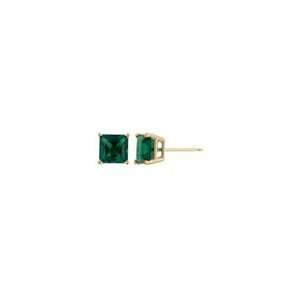   Lab Created Emerald Stud Earrings in 14K Gold 6.0mm emerald: Jewelry