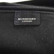 BURBERRY Nylon Leather Tonal Check Messenger Bag Black  