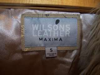 WILSONS LEATHER MAXIMA FAUX FUR TRIMMED COAT JACKET SMALL PAINTED 