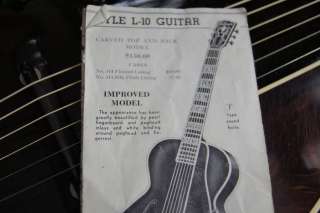 1932 Rare Vintage Gibson L 10 Black Finish with Original Case 1930s 