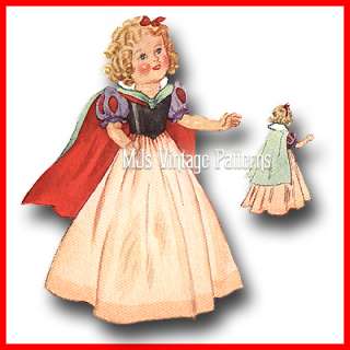 Vintage 18 Shirley Temple Doll Pattern ~ Snow White  