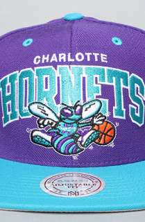 Mitchell & Ness The Charlotte Hornets Arch Snapback Cap in Purple Blue 