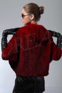   Genuine Real mink fur cape wrap vest Dark Red 4colors 1019  