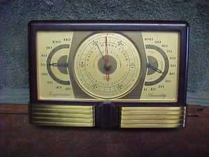 Vtg TAYLOR (Airguide) Art Deco 3 Dial Barometer Temp Humid Bakelite 