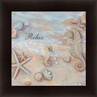Relax Seashell Sign Bathroom Seahorse Sand Dollar Art  