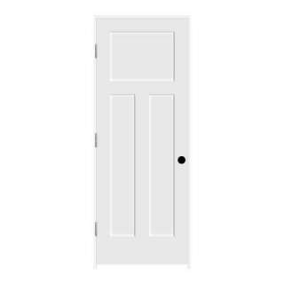 Craftsman III 36 in. Composite White 3 Panel Right Hand Prehung Door