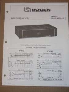 Bogen Owner/Service Manual~BPA 60/125 Power Amplifier  
