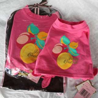 Juicy Couture DOG PINK T SHIRT w/ Fruit XS S M $35 NWT Passpink 