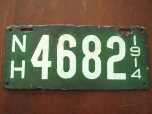 1914 NH License Plate 4682 Enamel / Porcelain  