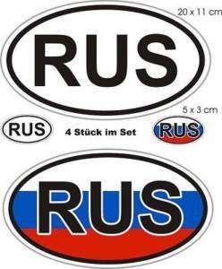 Nationalitätenkennzeichen Russland Aufkleber Auto Bike  