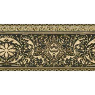 The Wallpaper Company 8 in X 10 in Black And Gold Filigree Scroll 