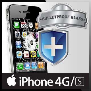Apple iPhone 4/4S BULLETPROOF GLASS Screen Protector COLOR SKIN Cover 