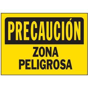   14 In. Plastic Precaucion Zona Peligrosa Sign 21257 