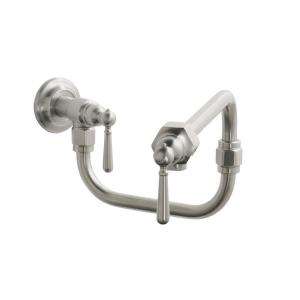   Wall Mount Single Hole1 Handle Low Arc Pot Filler in Brushed Stainless