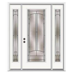   Prehung Right Hand Full Lite Steel Entry Door with 12 in. Sidelites