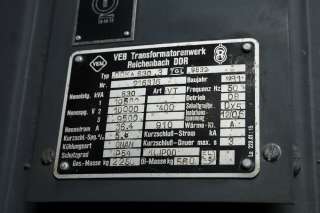 Transformator Trafo 630 KVA VEB Transformatorenwerk Reichenbach DOKA 