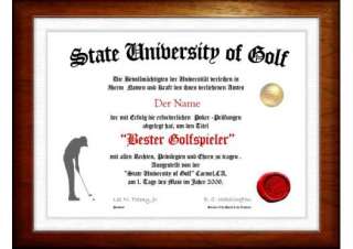 Diplom für den besten Golf Spieler/ Fun Diplom ++Spaß  
