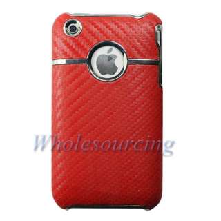   Stylish Carbon Fiber Hard Cover Case w/ Chrome For Apple iPhone 3G 3GS
