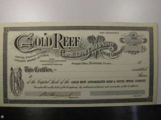 Gold Reef Consolidated Gold, Nevada Stock Certificate  