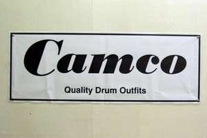 Vintage Camco Text Drums Logo Banner   White  
