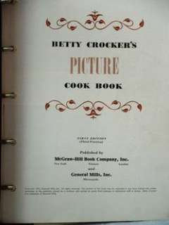 Betty Crocker PICTURE COOKBOOK 1950 1st Ed 3rd Print VG  