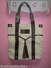 NWT Abercrombie canvas & Leather fringe strap bucket tote shoulder bag 