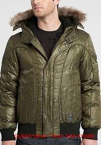 NWT $198 GUESS Alaska Puffer Mens Jacket Down Coat Puff Hooded Faux 