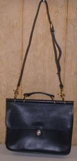 Ladies Leather Brief Case Portfolio Valise ~ Black ~ 14W x 11H x 4D 