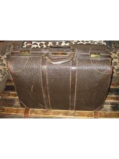 Vintage Gladiator SteamPunk Leather Suitcase with Brass Hardware 