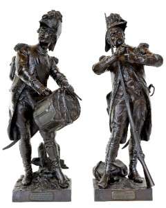PAIR OF BRONZE SOLDIERS BY H DUMAIGE CIRCA 1860  