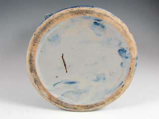 Antique BLUE WHITE/GREY STONEWARE Pitcher Man Lady Vintage Pottery 