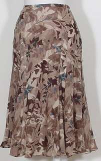 NWT ANNE KLEIN NY Ivory Brown Wool Gauze Floral Skirt 16  