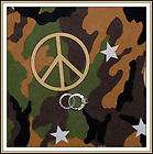 BOOAK Fabric Camo STAR Peace Sign Camoflauge Military Army B&W Green 