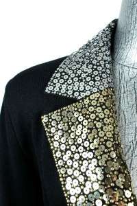  sequined double breasted formal sweater jacket knit wool sz M 10