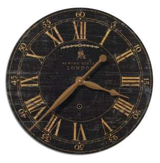 Timeworks Black Crackle Gold Roman Bond Street Clock  
