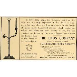  1907 Ad Enos Candlestick Holder Bigelow Kennard NY 