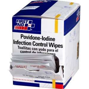 First Aid Only G310 Povidone Iodine Infection Control Wipes, 50/Box 