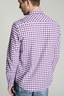 FARAH VINTAGE Camicia quadri viola Check shirt XS cotone flanella ben 