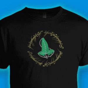 LORD OF THE RINGS Leaf of Lorien BLACK T SHIRT  