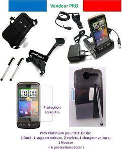   HTC desire support voiture film dock housse stylet pack