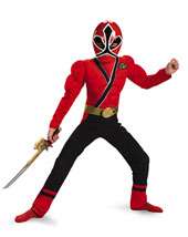 Boys Classic Muscle Red Power Ranger Samurai Costume
