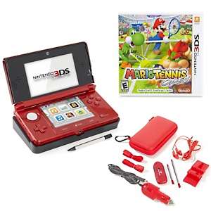 Nintendo 3DS 3D Game System with Mario Tennis Game and 13 piece 