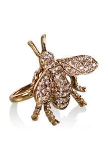 Gold and Crystal Bee Ring by Kenneth Jay Lane   Gold   Buy Jewellery 
