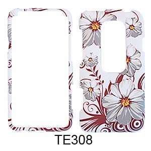  CELL PHONE CASE COVER FOR HTC EVO 3D WHITE FLOWERS RED LEAVES Cell 