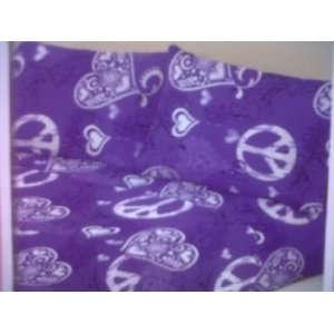 Girl Purple White Heart Love Swirl Peace Sign Twin Sheet Set (3pc Set 