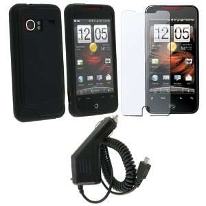  Black Silicone Case + Car Charger + Screen Protector for 