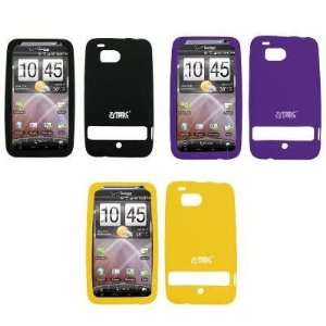 EMPIRE HTC Thunderbolt 6400 3 Pack of Silicone Skin Case Covers (Black 