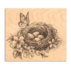  Inkadinkado Wood Mounted Rubber Stamp Nest with Flowers By 